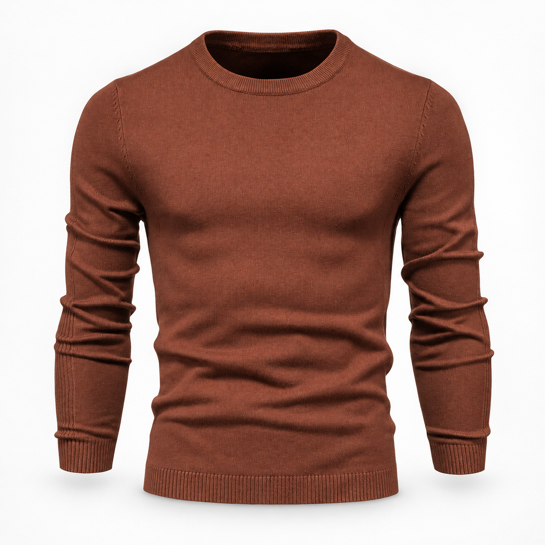 Peter | Pullover til Mænd med Rund Hals og Ribbede Manchetter Koksgra 1