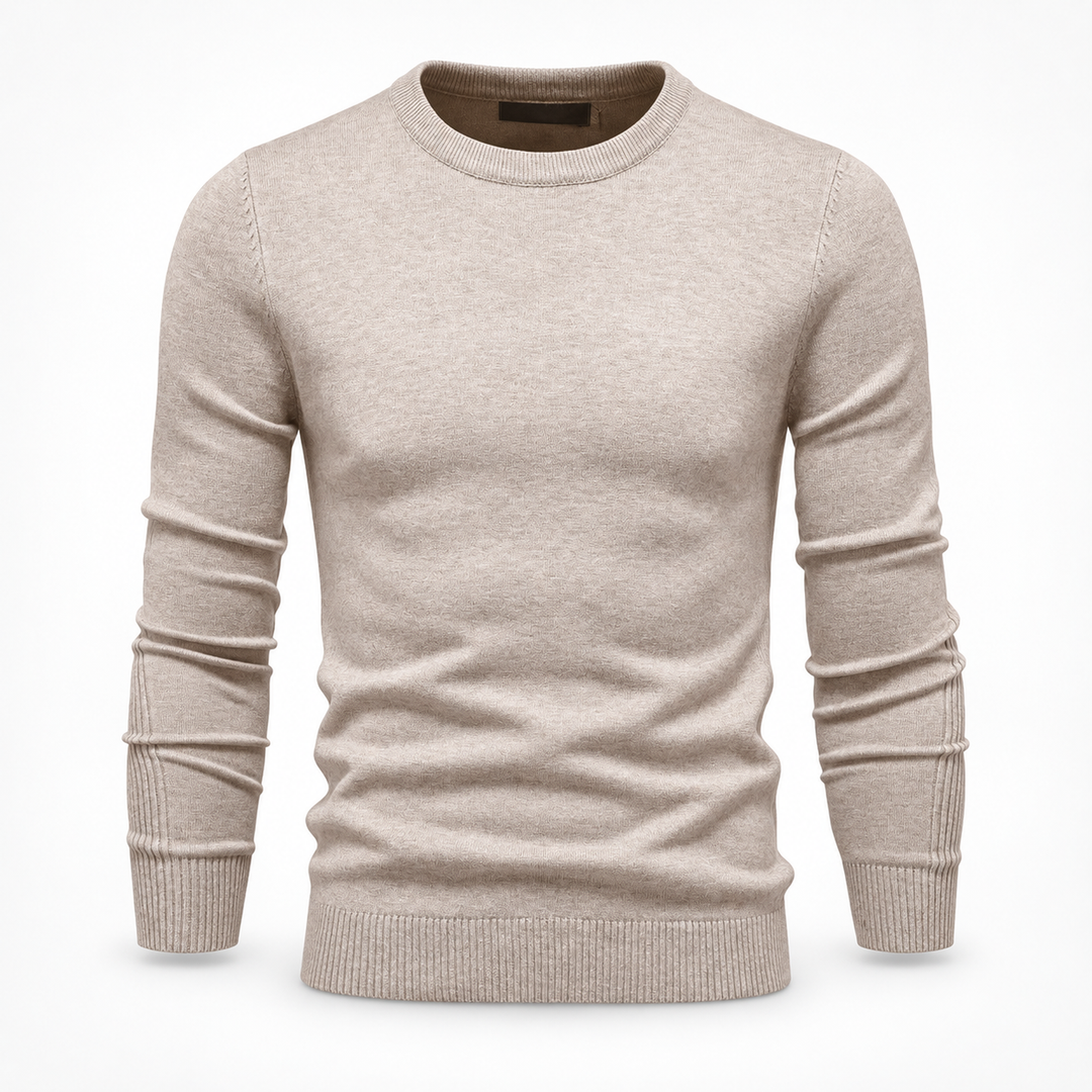 Peter | Pullover til Mænd med Rund Hals og Ribbede Manchetter Koksgra 1