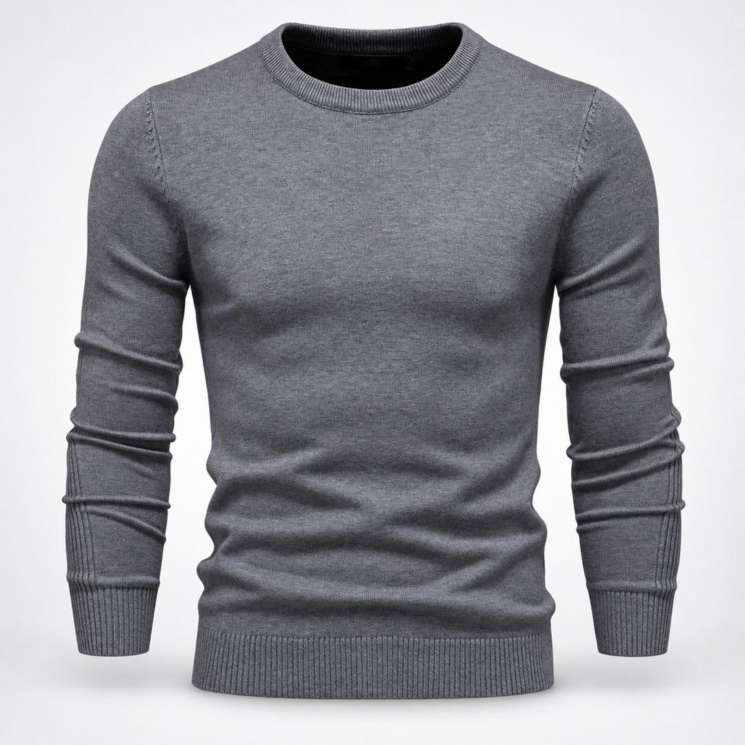 Peter | Pullover til Mænd med Rund Hals og Ribbede Manchetter Koksgra 1