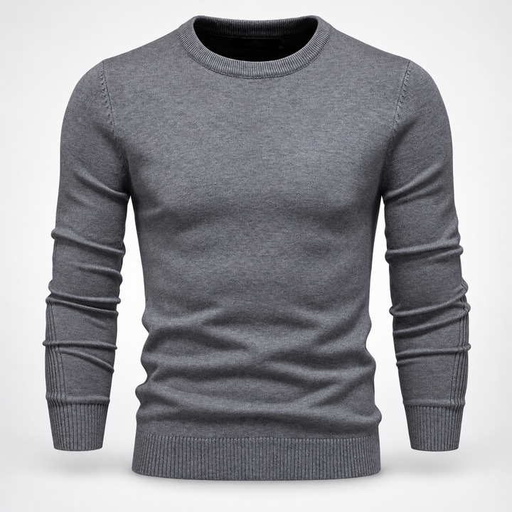 Peter | Pullover til Mænd med Rund Hals og Ribbede Manchetter Koksgra 1