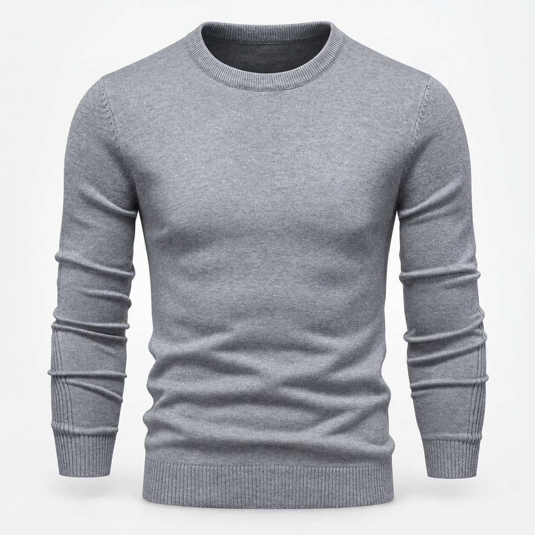 Peter | Pullover til Mænd med Rund Hals og Ribbede Manchetter Koksgra 1