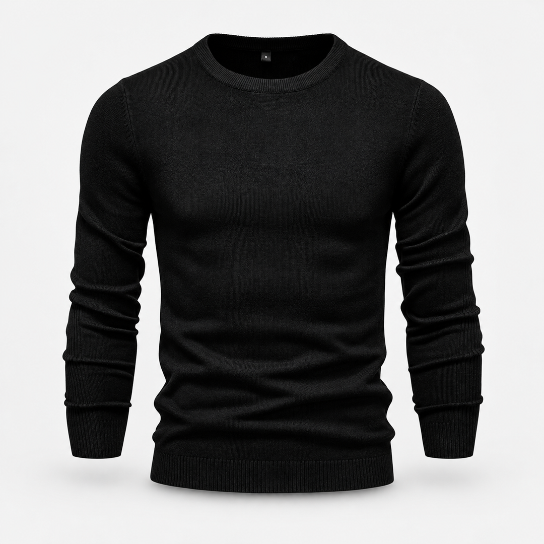 Peter | Pullover til Mænd med Rund Hals og Ribbede Manchetter Koksgra 1