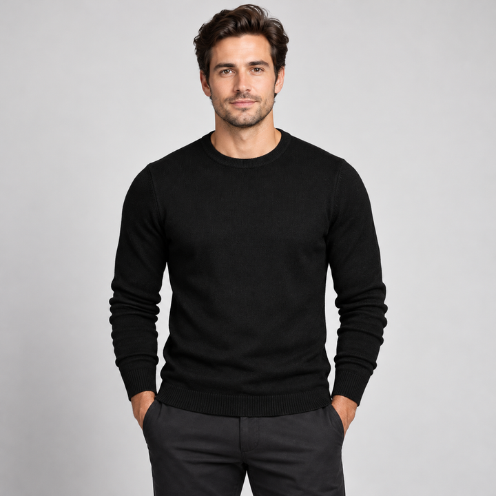 Peter | Pullover til Mænd med Rund Hals og Ribbede Manchetter Koksgra 1