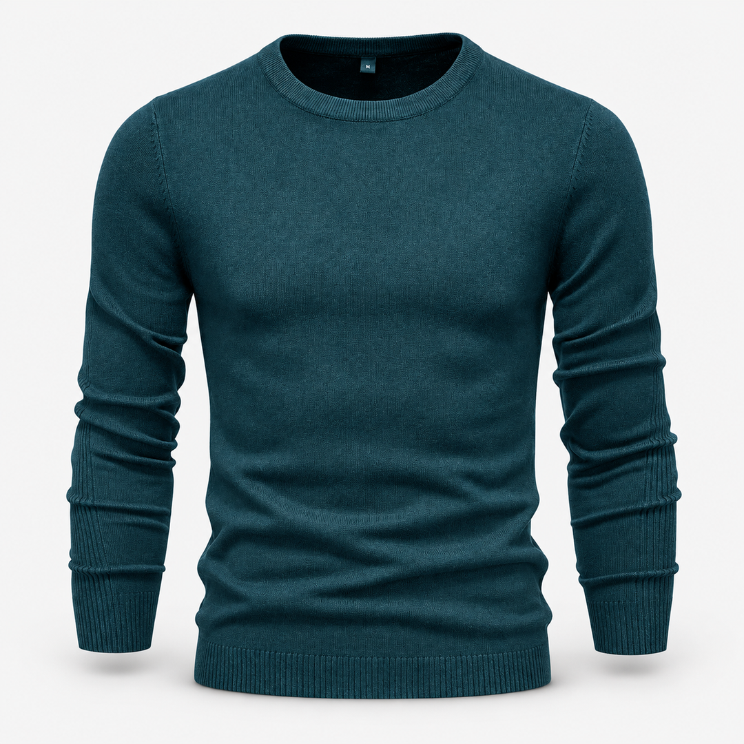 Peter | Pullover til Mænd med Rund Hals og Ribbede Manchetter Koksgra 1