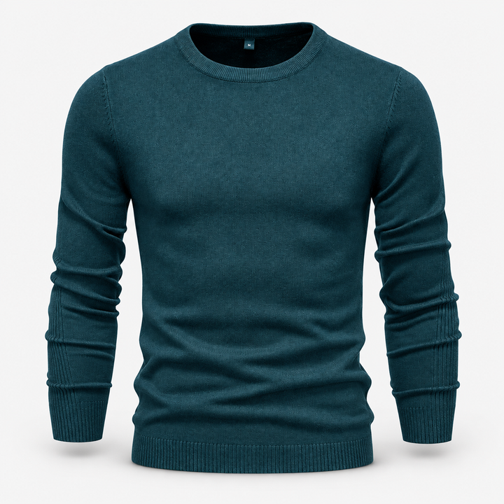 Peter | Pullover til Mænd med Rund Hals og Ribbede Manchetter Koksgra 1
