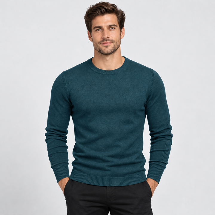 Peter | Pullover til Mænd med Rund Hals og Ribbede Manchetter Koksgra 1