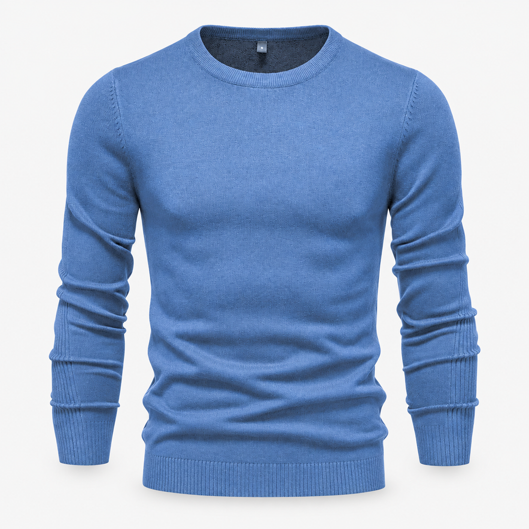 Peter | Pullover til Mænd med Rund Hals og Ribbede Manchetter Koksgra 1