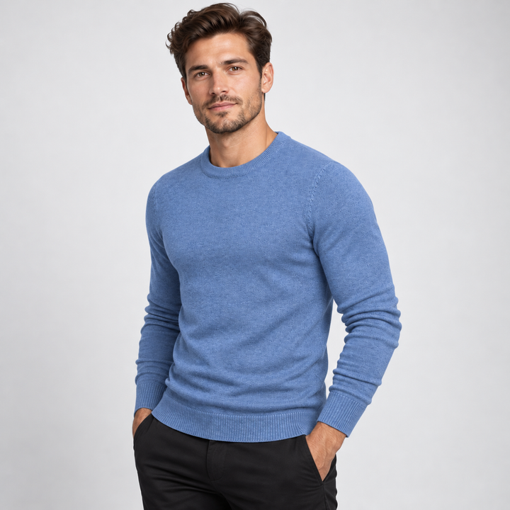 Peter | Pullover til Mænd med Rund Hals og Ribbede Manchetter Koksgra 1