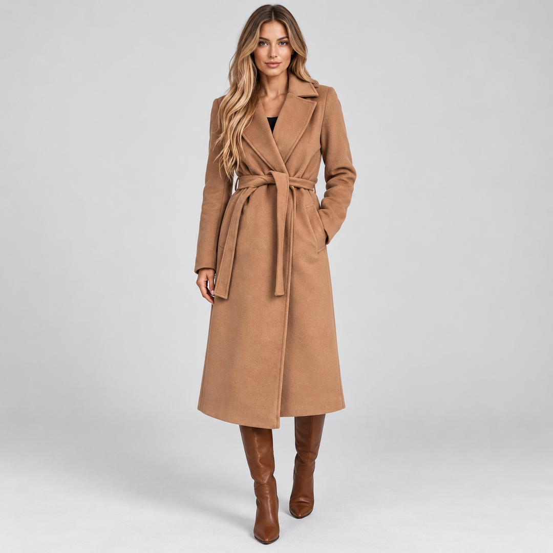 Rikke | Trenchcoat til Kvinder med Bælte og Bred Reverskrave Beige