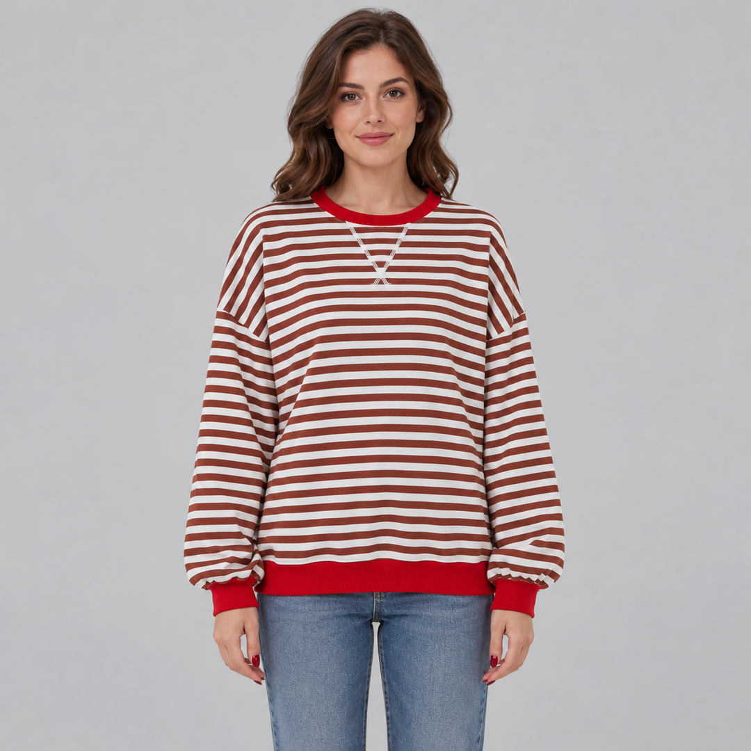 Tilde | Stribet Sweatshirt til Kvinder med Lange Ærmer og Afslappet Pasform Bla 1