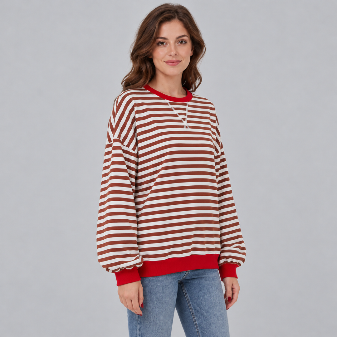 Tilde | Stribet Sweatshirt til Kvinder med Lange Ærmer og Afslappet Pasform Bla 1